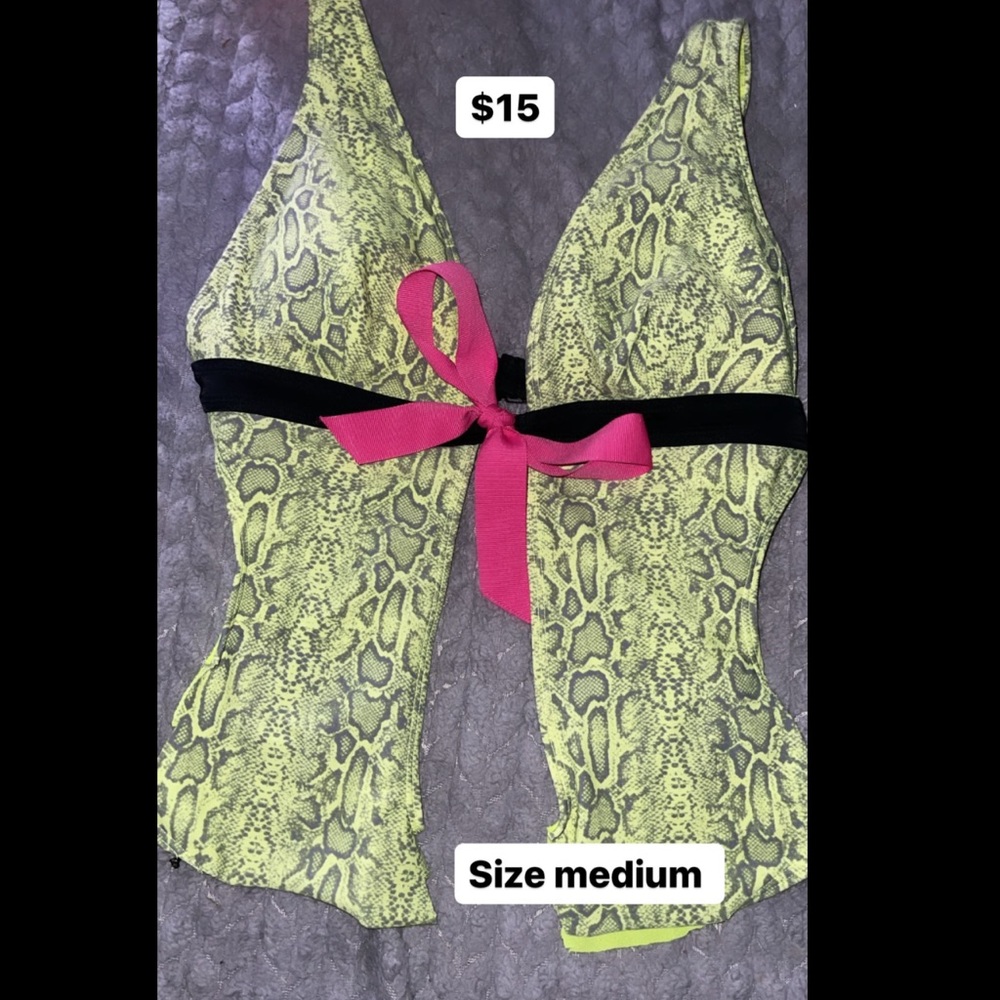 Lime green snake skin top